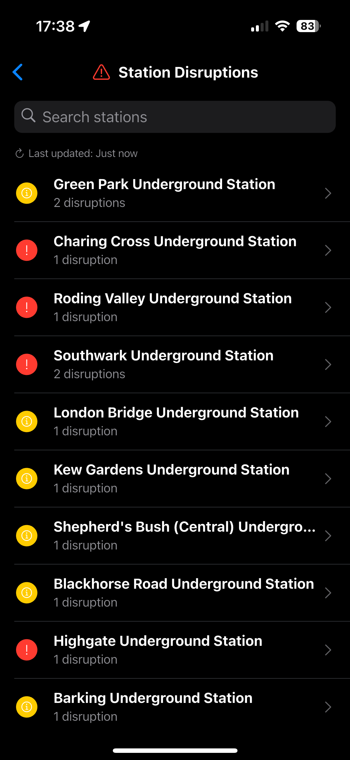 Station disruptions